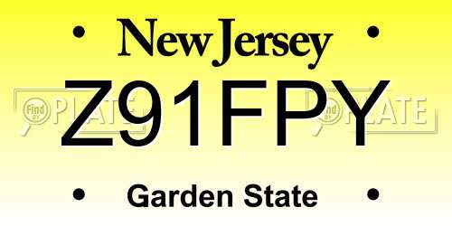Z91FPY New Jersey License Plate