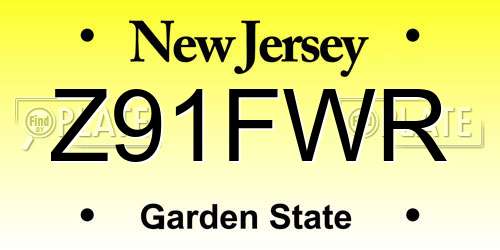 Z91FWR New Jersey License Plate