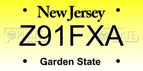 Z91FXA New Jersey License Plate
