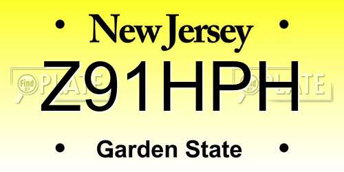 Z91HPH New Jersey License Plate