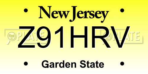 Z91HRV New Jersey License Plate