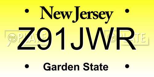 Z91JWR New Jersey License Plate