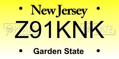 Z91KNK New Jersey License Plate