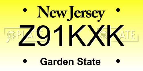 Z91KXK New Jersey License Plate