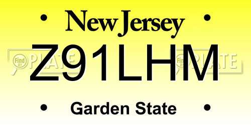 Z91LHM New Jersey License Plate