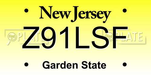 Z91LSF New Jersey License Plate