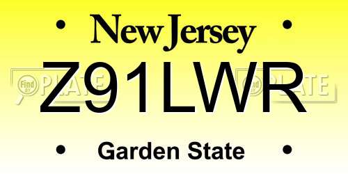 Z91LWR New Jersey License Plate