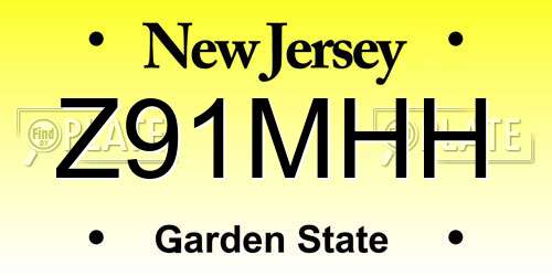 Z91MHH New Jersey License Plate