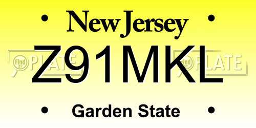 Z91MKL New Jersey License Plate