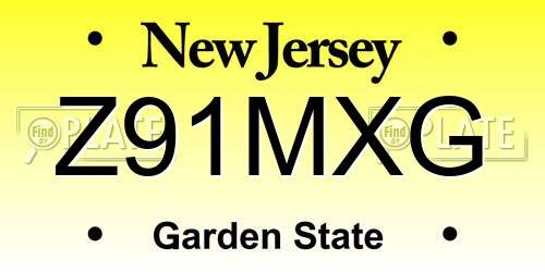 Z91MXG New Jersey License Plate