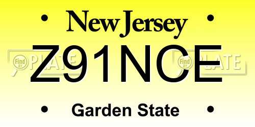 Z91NCE New Jersey License Plate