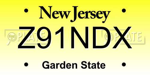 Z91NDX New Jersey License Plate