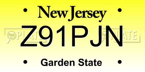 Z91PJN New Jersey License Plate