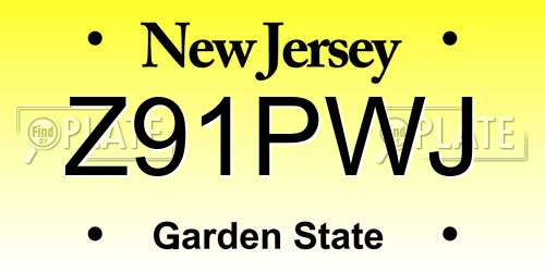 Z91PWJ New Jersey License Plate