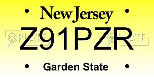 Z91PZR New Jersey License Plate
