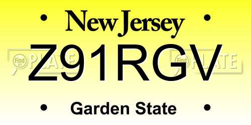 Z91RGV New Jersey License Plate
