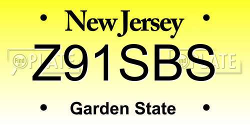 Z91SBS New Jersey License Plate