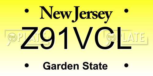 Z91VCL New Jersey License Plate