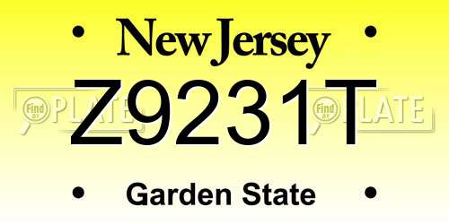 Z9231T New Jersey License Plate