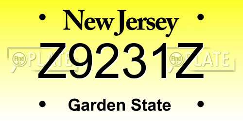 Z9231Z New Jersey License Plate