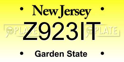 Z923IT New Jersey License Plate