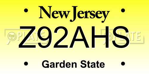 Z92AHS New Jersey License Plate