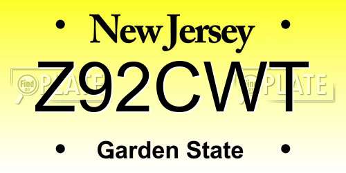 Z92CWT New Jersey License Plate