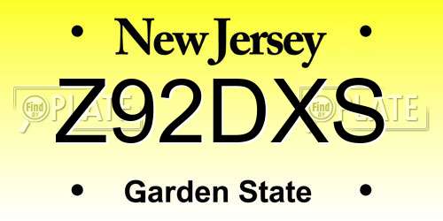 Z92DXS New Jersey License Plate