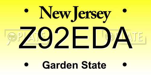 Z92EDA New Jersey License Plate