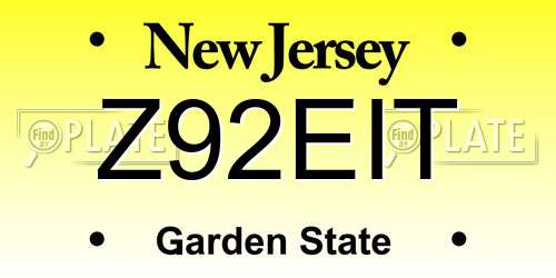 Z92EIT New Jersey License Plate