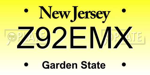 Z92EMX New Jersey License Plate