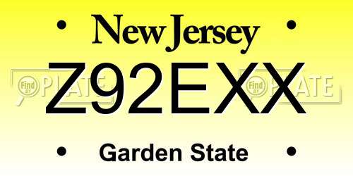 Z92EXX New Jersey License Plate