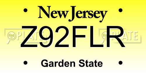Z92FLR New Jersey License Plate
