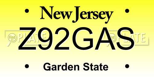 Z92GAS New Jersey License Plate