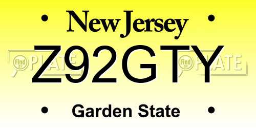 Z92GTY New Jersey License Plate