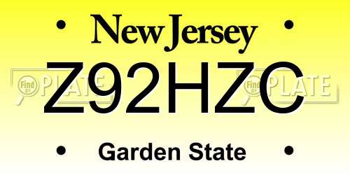 Z92HZC New Jersey License Plate