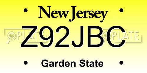 Z92JBC New Jersey License Plate