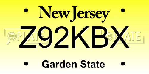 Z92KBX New Jersey License Plate