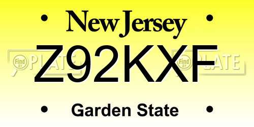 Z92KXF New Jersey License Plate