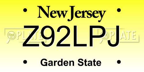 Z92LPJ New Jersey License Plate