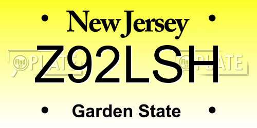 Z92LSH New Jersey License Plate