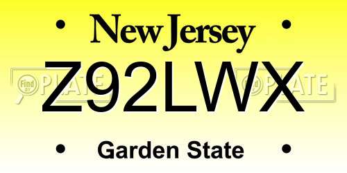Z92LWX New Jersey License Plate