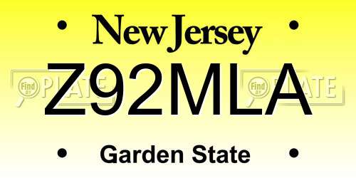 Z92MLA New Jersey License Plate