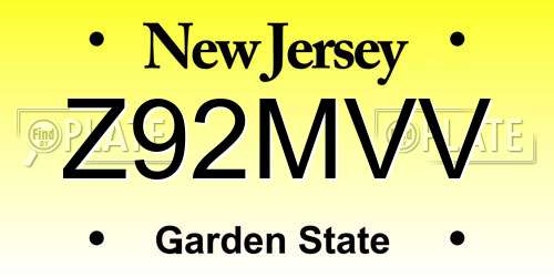 Z92MVV New Jersey License Plate