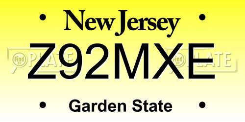 Z92MXE New Jersey License Plate