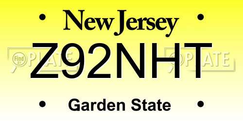 Z92NHT New Jersey License Plate