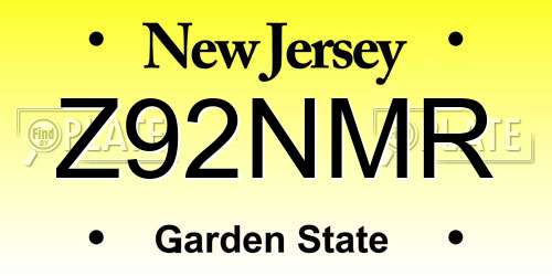 Z92NMR New Jersey License Plate