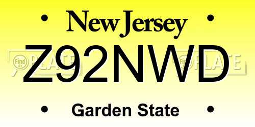 Z92NWD New Jersey License Plate