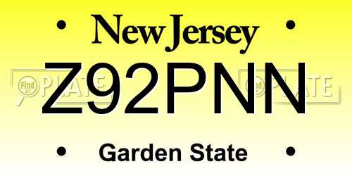 Z92PNN New Jersey License Plate