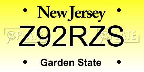Z92RZS New Jersey License Plate